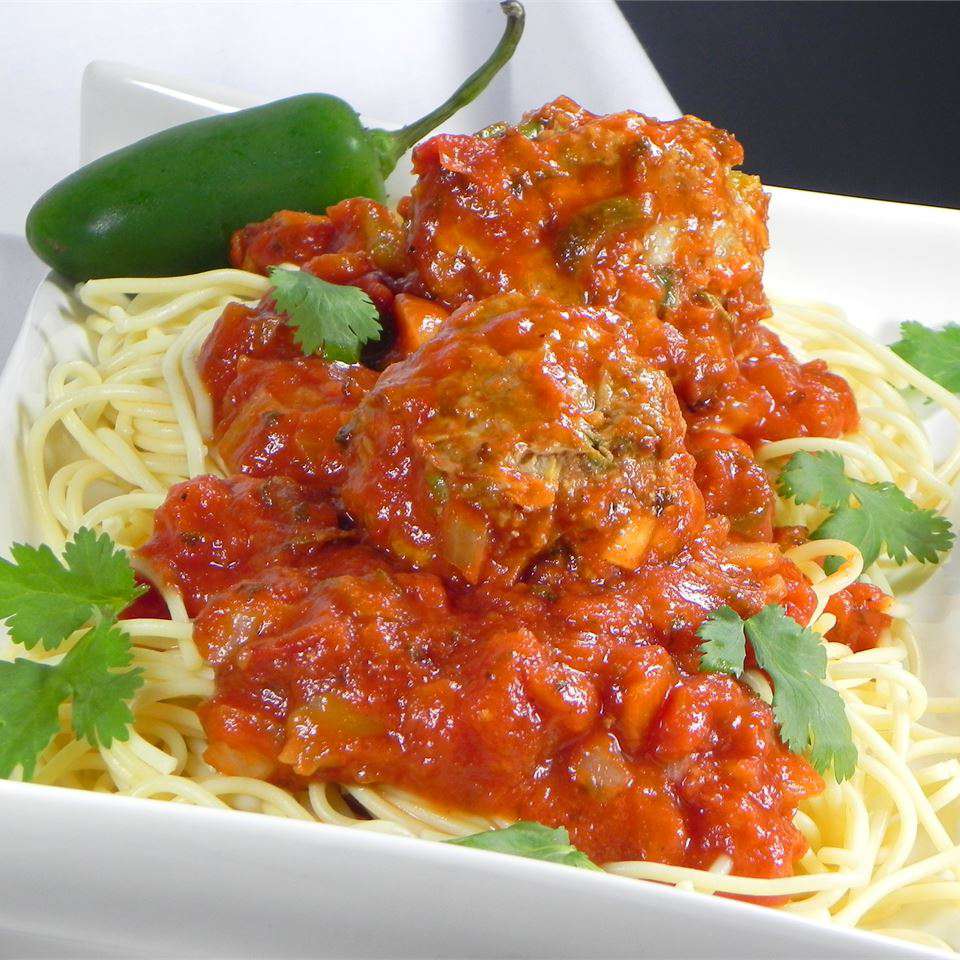 Spicy Mexican Meatballs with Spaghetti
