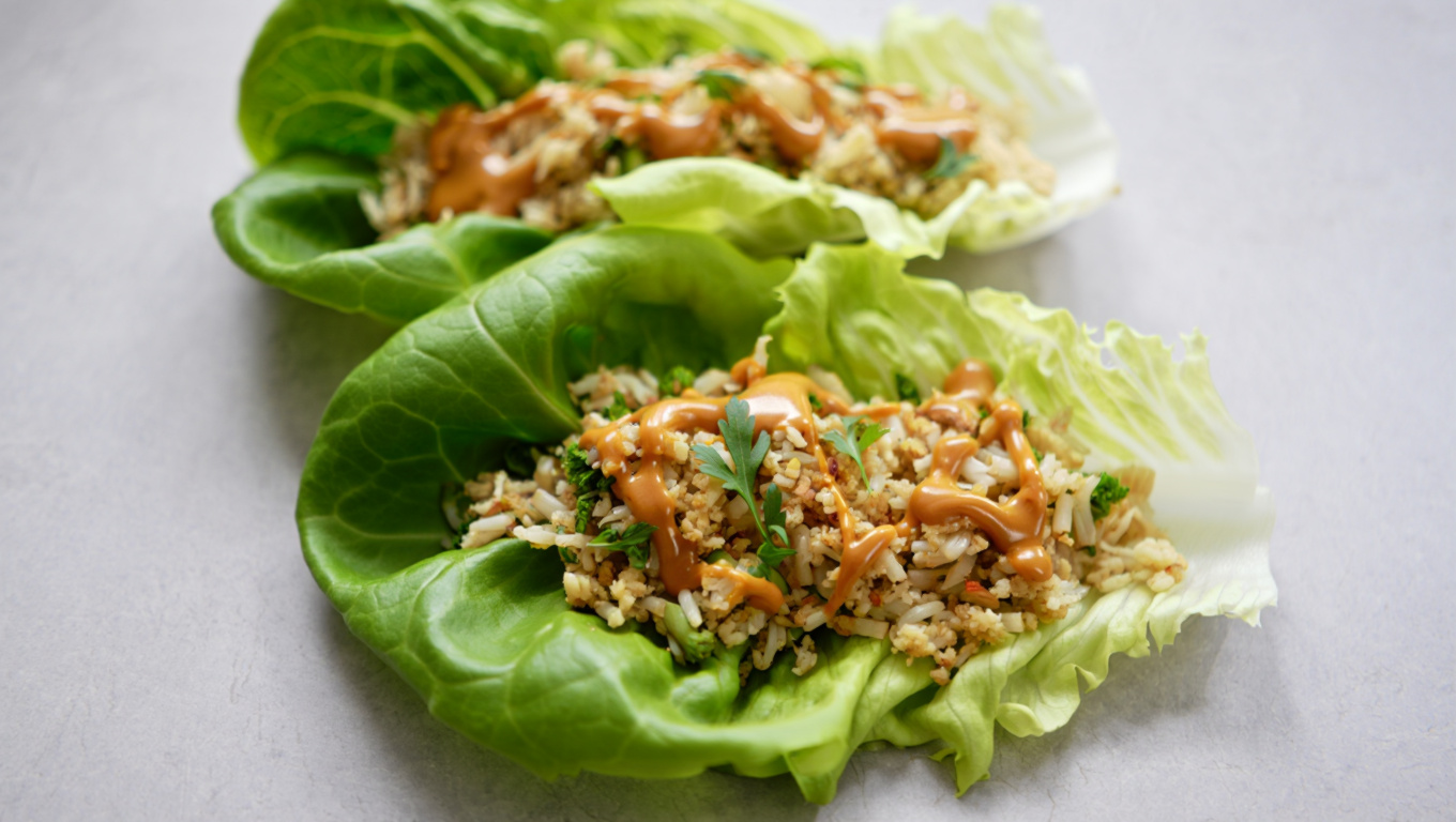 Spicy Peanut Cauliflower Rice Wraps