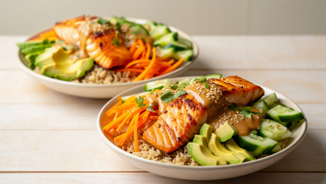 Spicy Salmon Rice Bowls