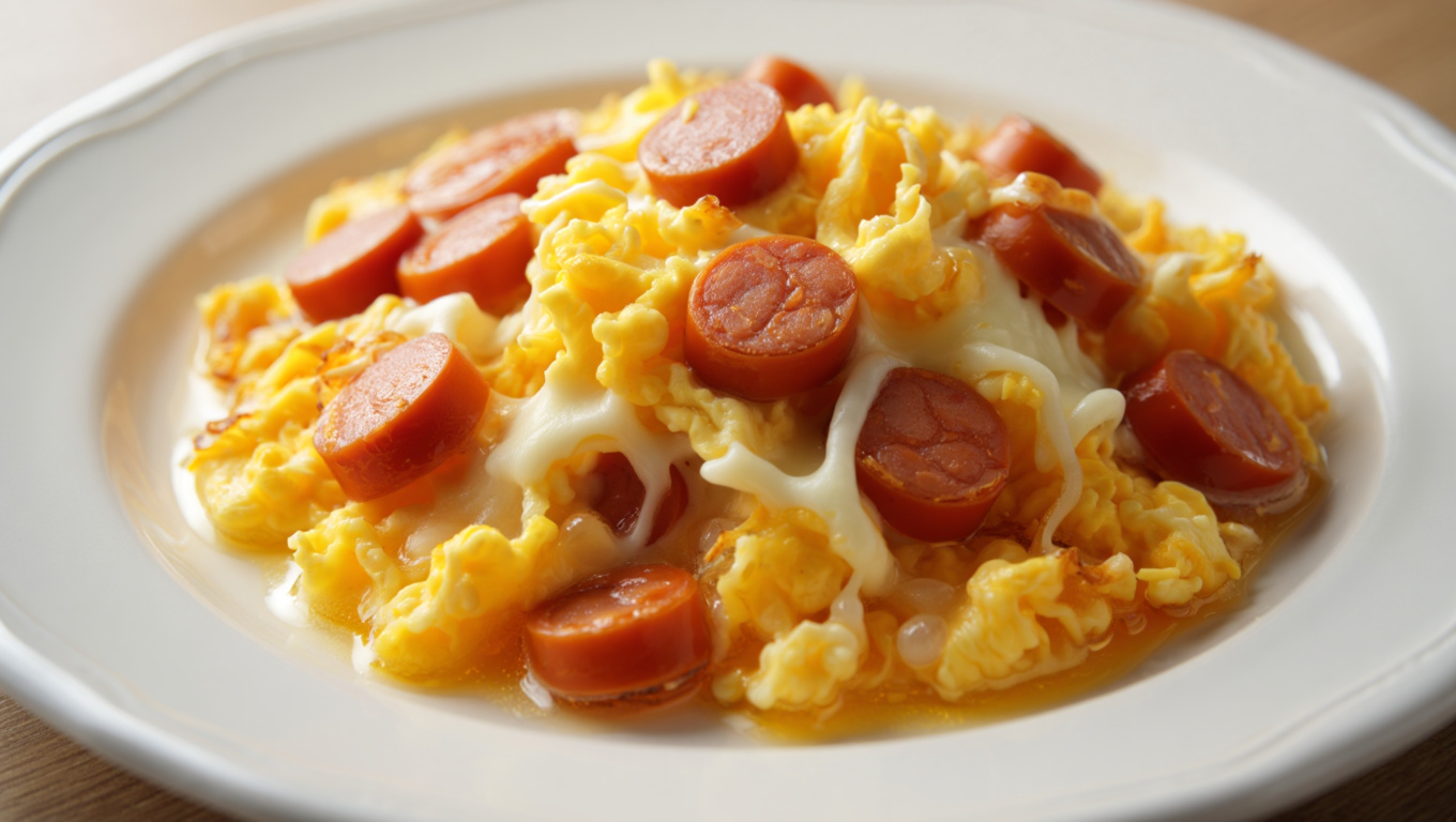 Spicy Scrambled Eggs with Sausage