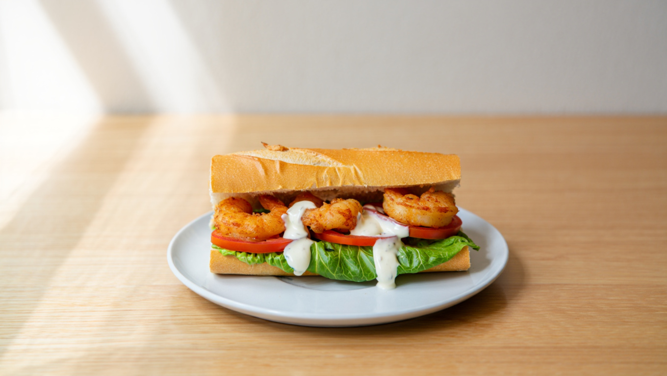 Spicy Shrimp Po'Boy with Crab Aioli