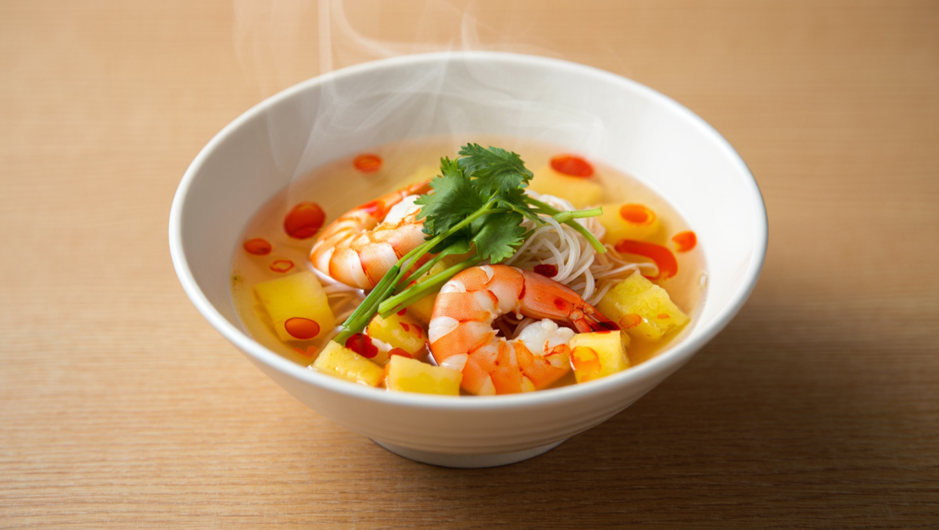 Spicy Shrimp Soup with Pineapple