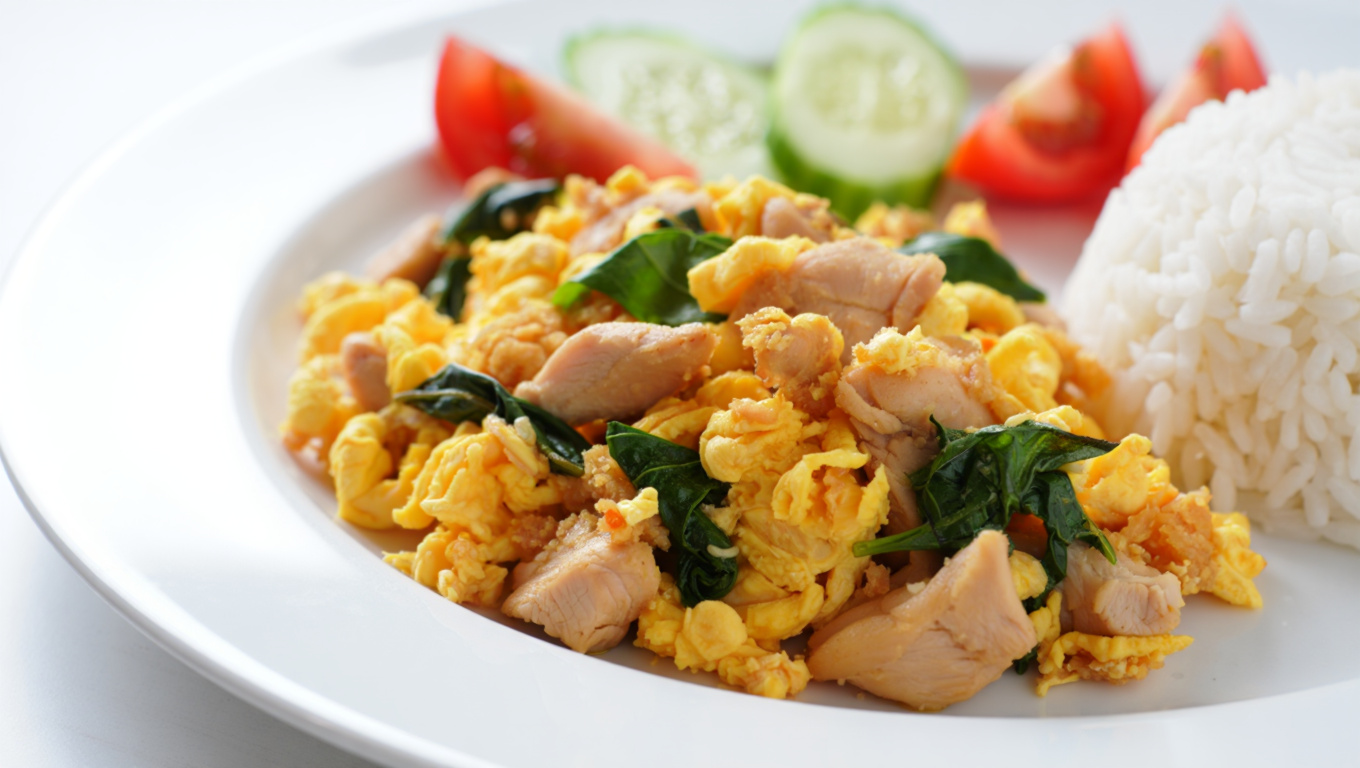 Spicy Thai Basil Chicken with Egg
