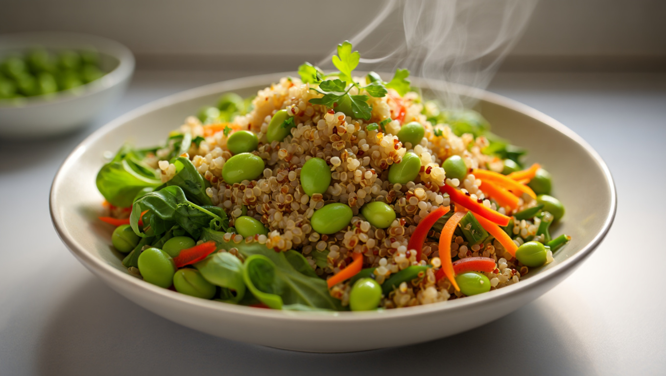 Spicy Vegan Quinoa with Edamame