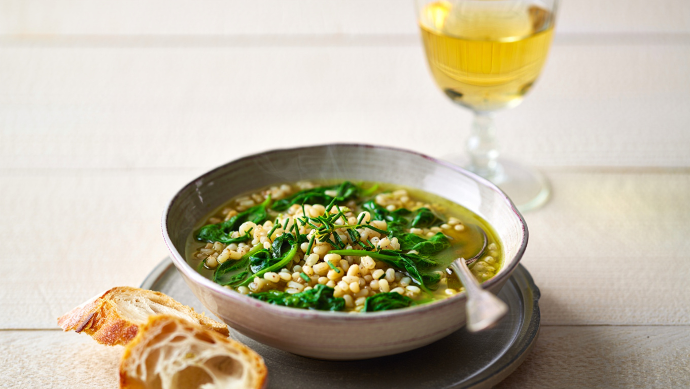 Spinach and Barley Stew