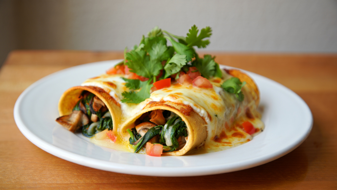 Spinach and Mushroom Enchiladas