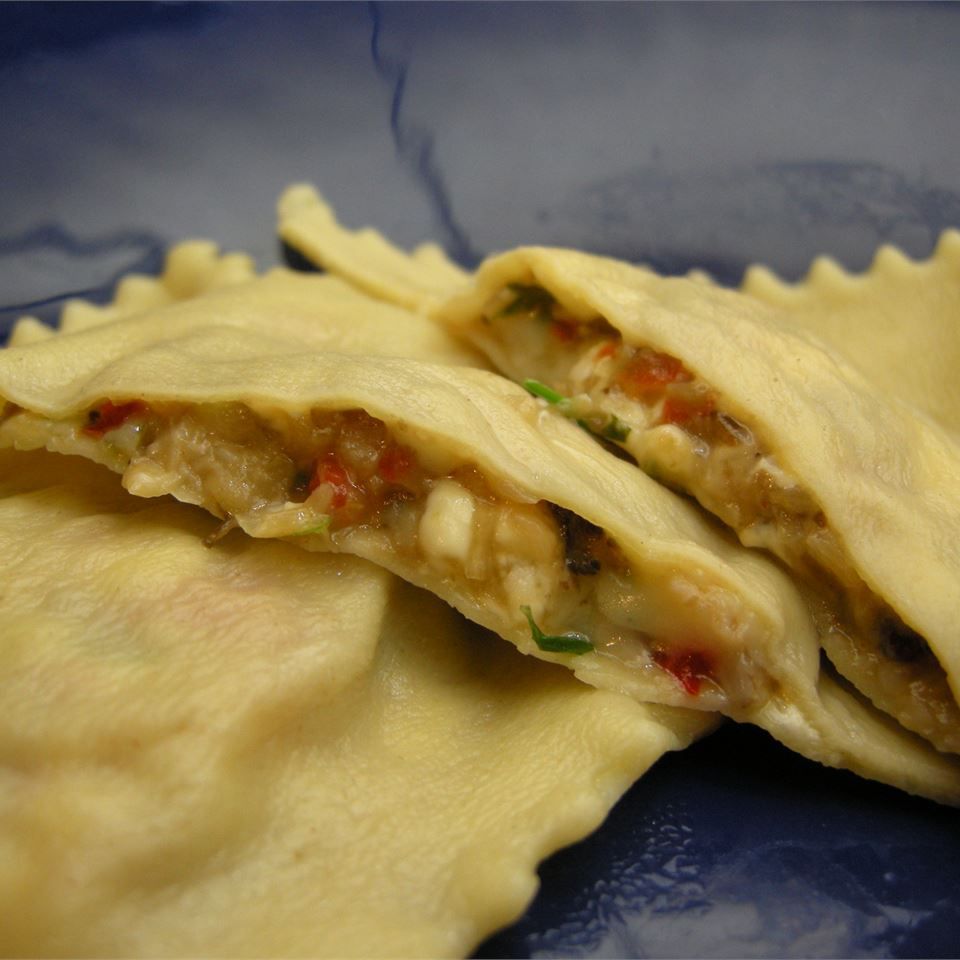 Spinach and Mushroom Ravioli with Chive Butter