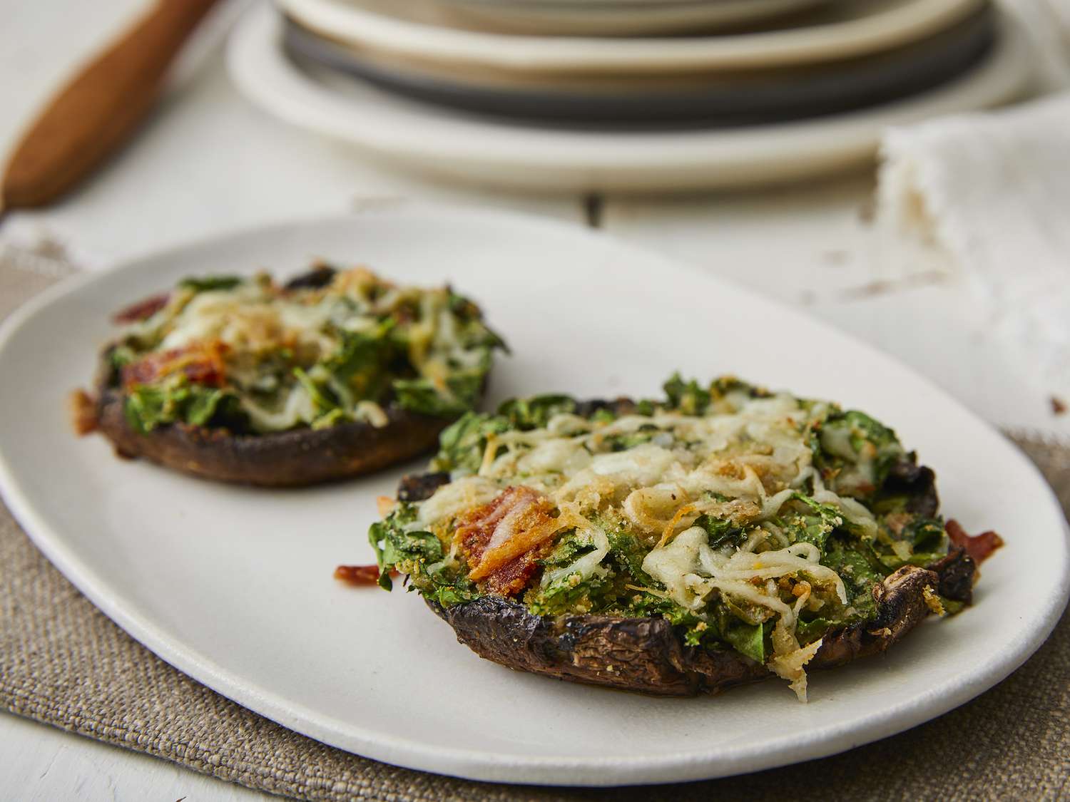 Spinach and Pepperoni Stuffed Portobellos
