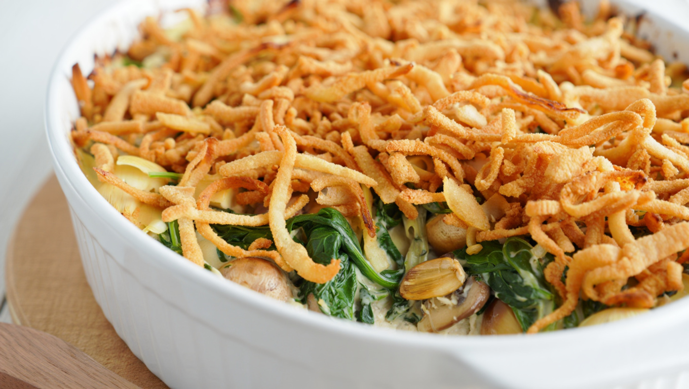 Spinach Artichoke Casserole with Mushrooms and Roasted Garlic