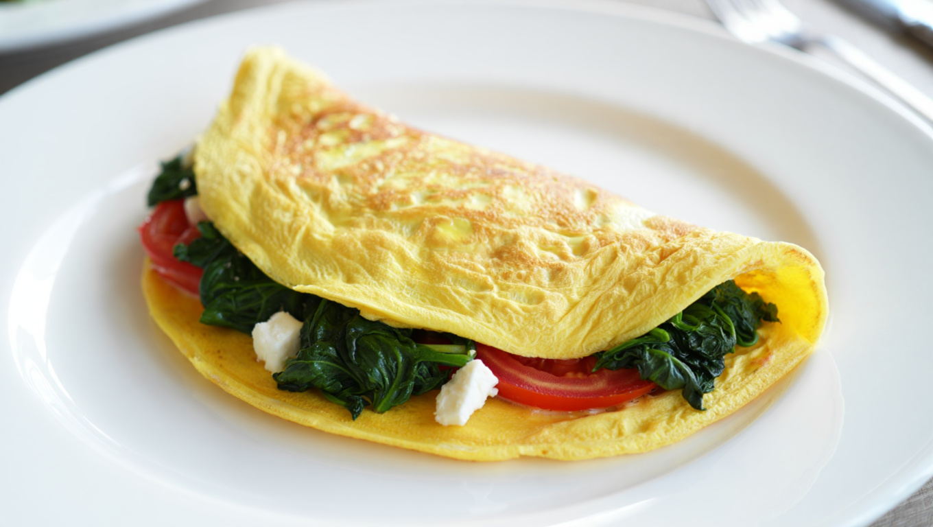 Spinach Tomato Feta Egg White Omelette