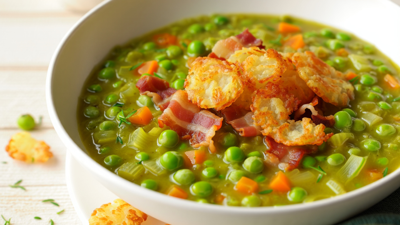 Split Pea Soup with Bacon and Hash Browns
