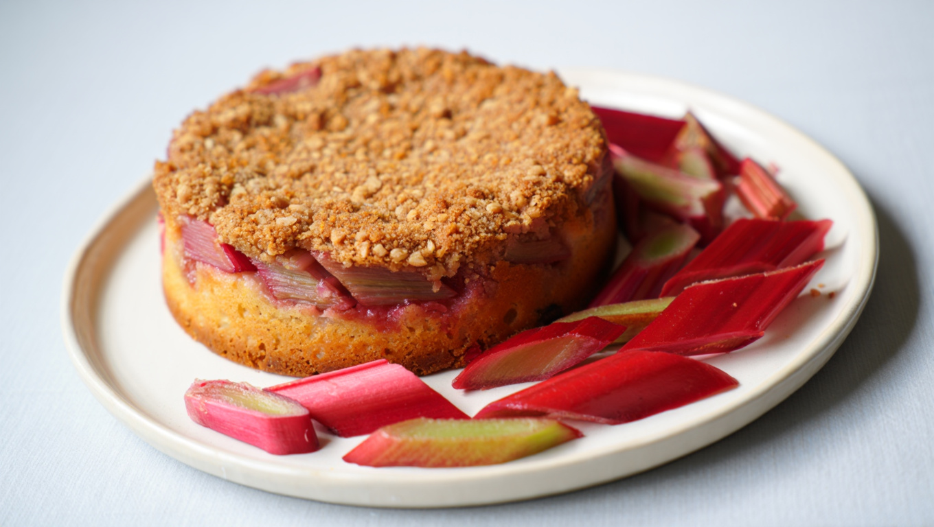 Springtime Rhubarb Cake with Cinnamon Streusel