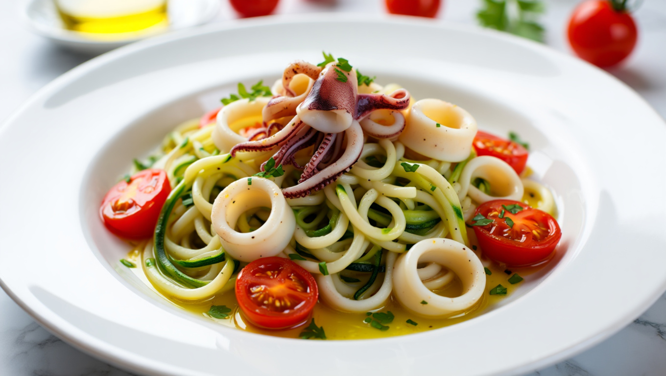 Squid and Zucchini Pasta