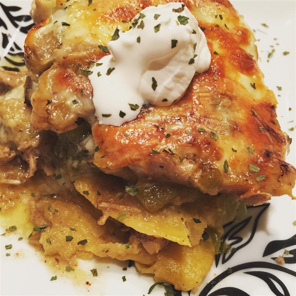 Stacked Chicken Green Enchiladas