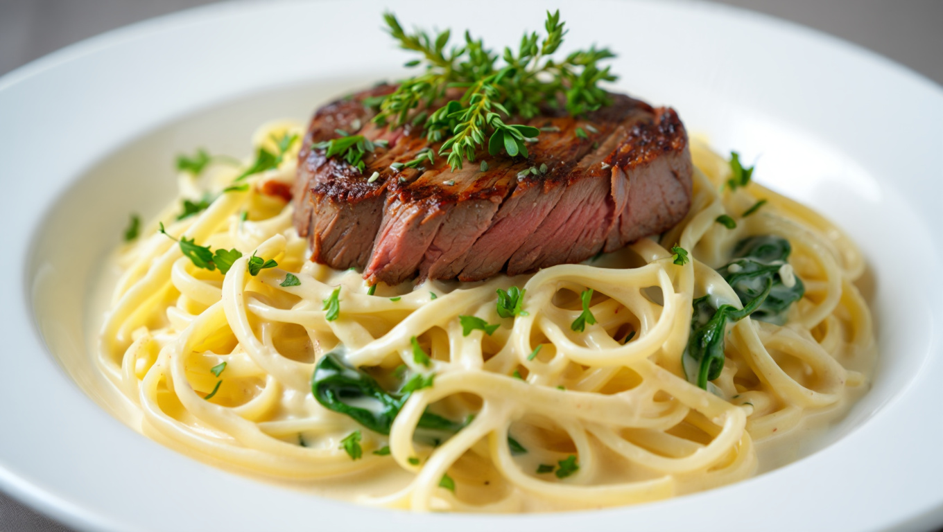 Steak Fettuccine Alfredo