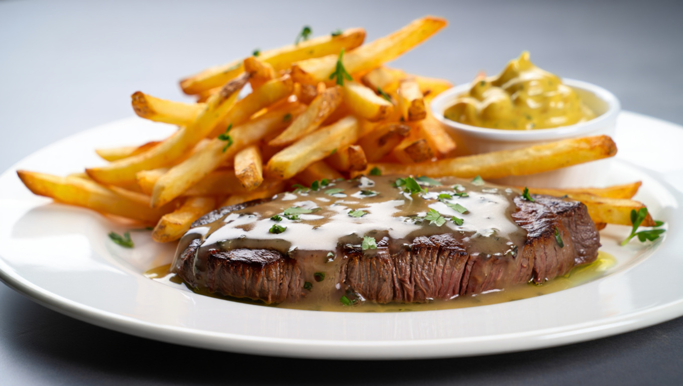 Steak Frites with Herb Glaze