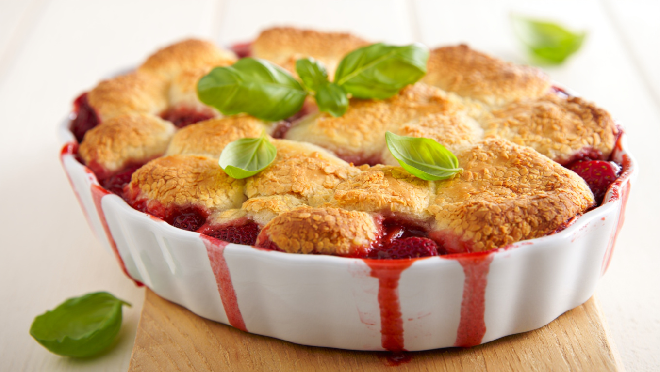 Strawberry Basil Cobbler