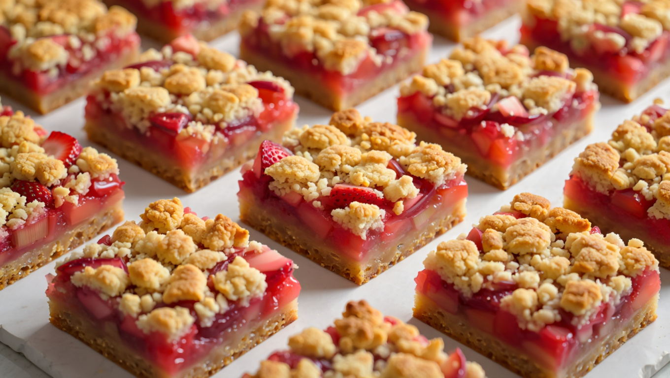 Strawberry Rhubarb Crumble Bars