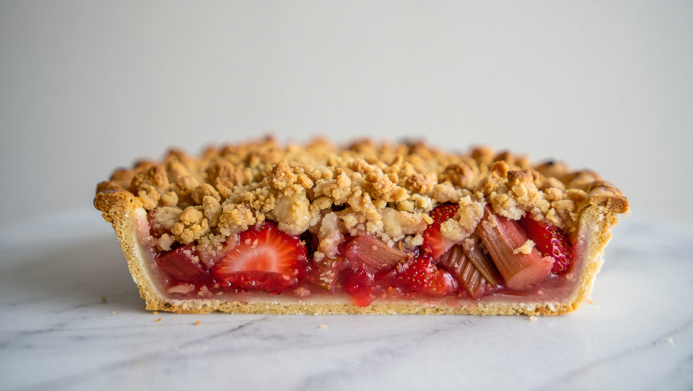 Strawberry Rhubarb Crumble Pie