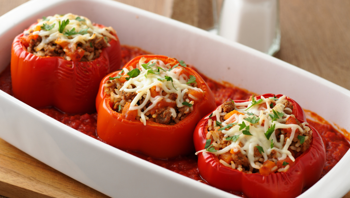 Stuffed Bell Peppers with Beef and Rice