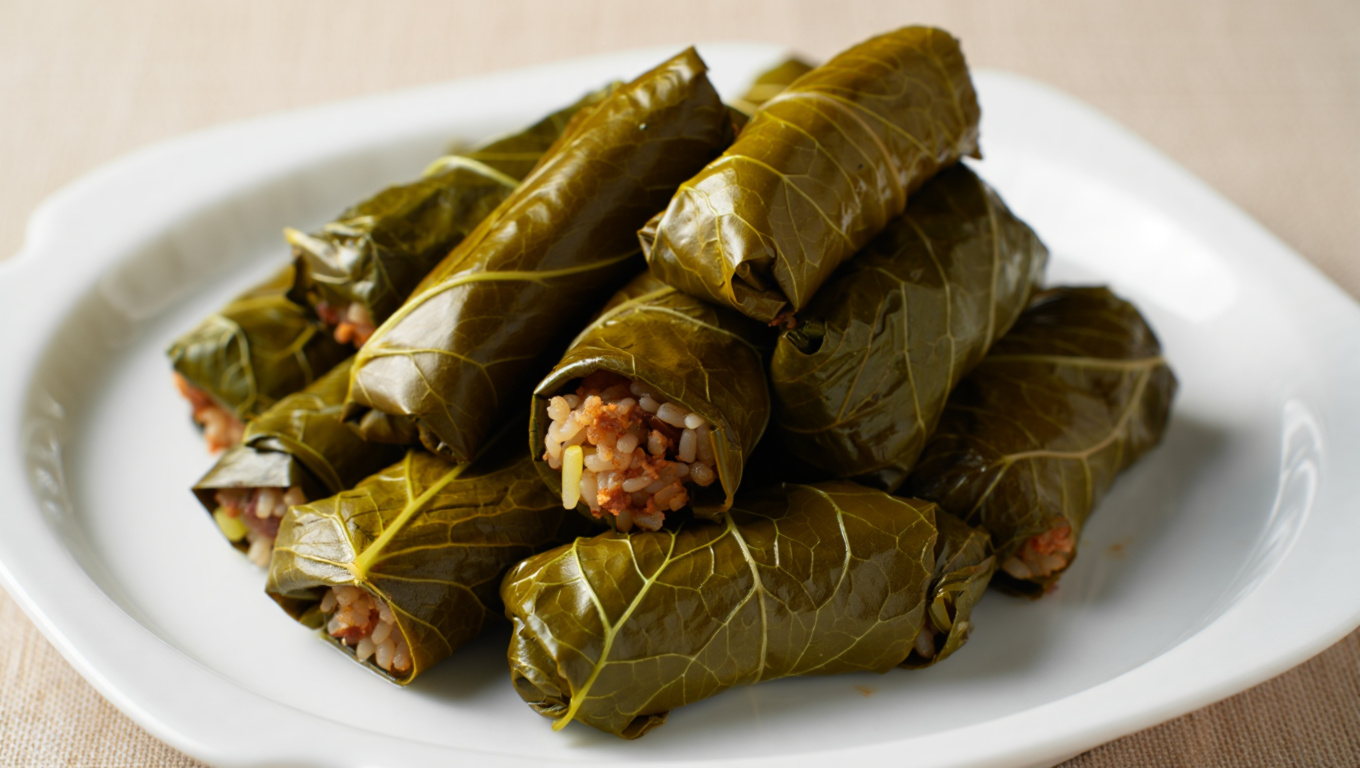 Stuffed Grape Leaves with Lamb and Rice Filling