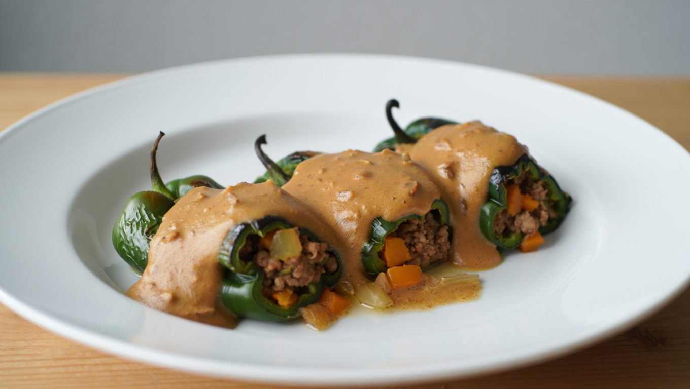 Stuffed Poblano Peppers in Walnut Sauce