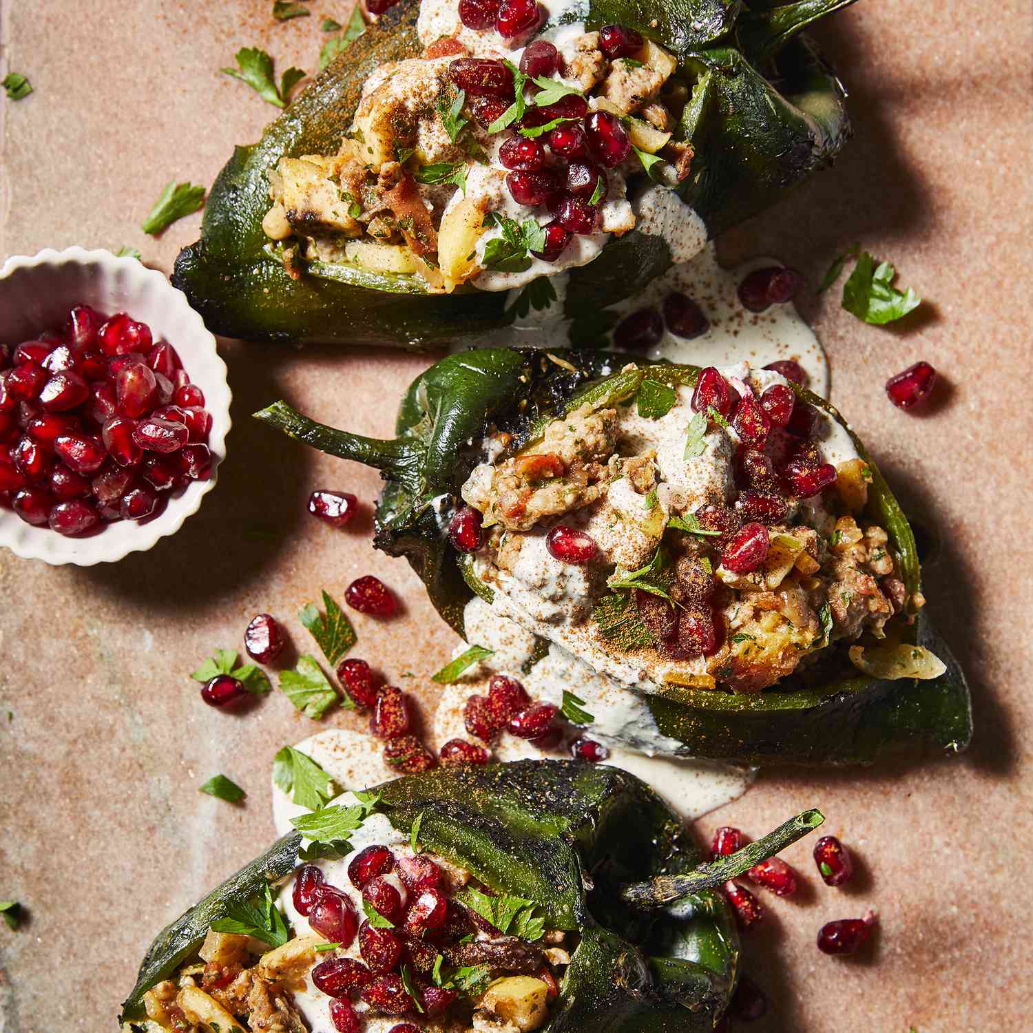 Stuffed Poblano Peppers in Walnut Sauce