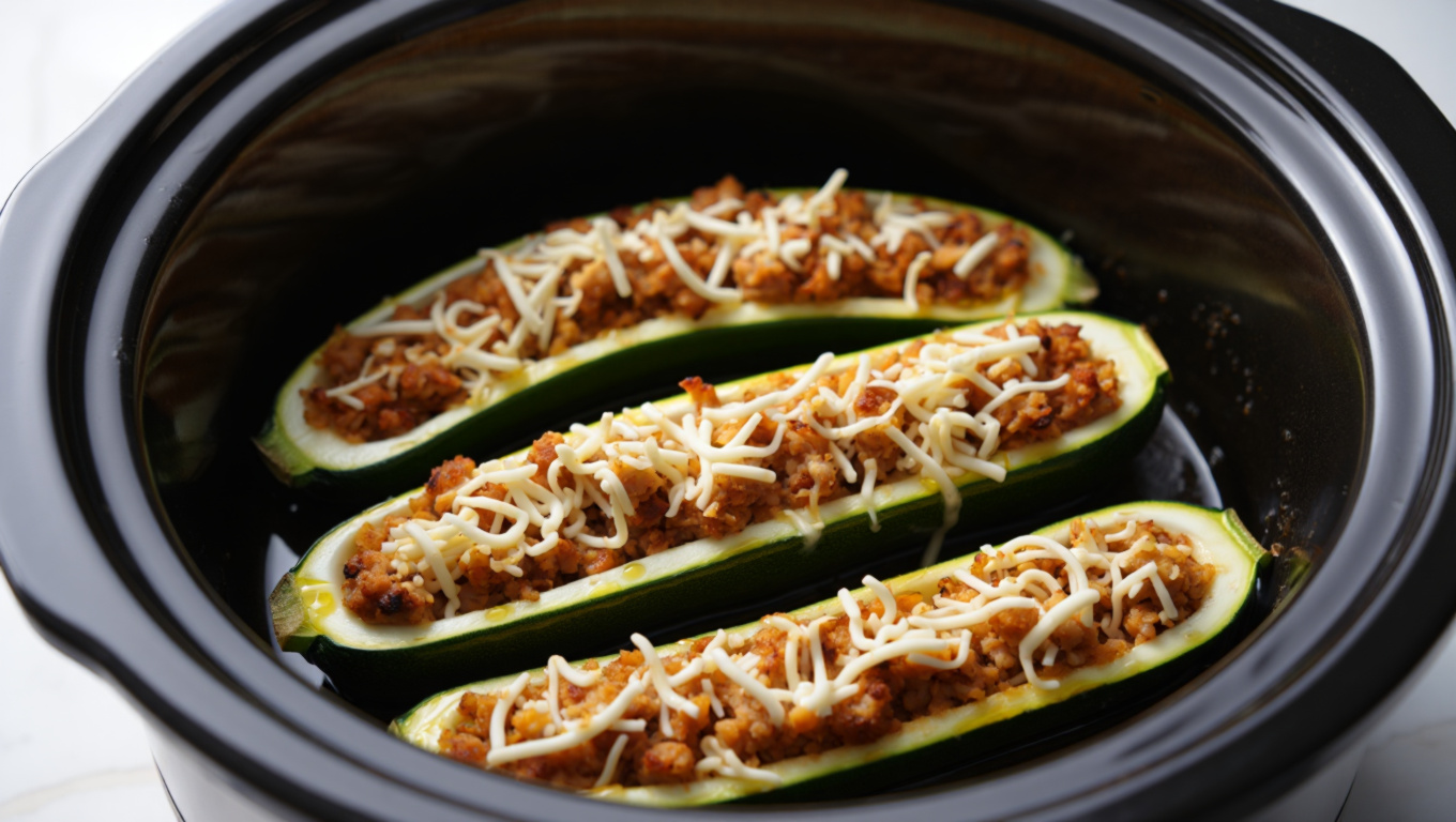 Stuffed Zucchini in Slow Cooker