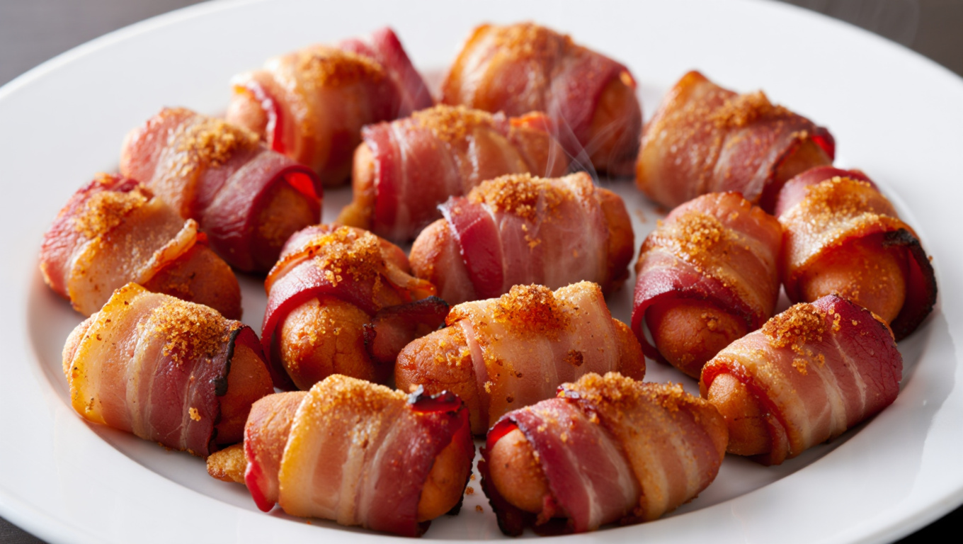 Sweet and Savory Bacon-Wrapped Smokies