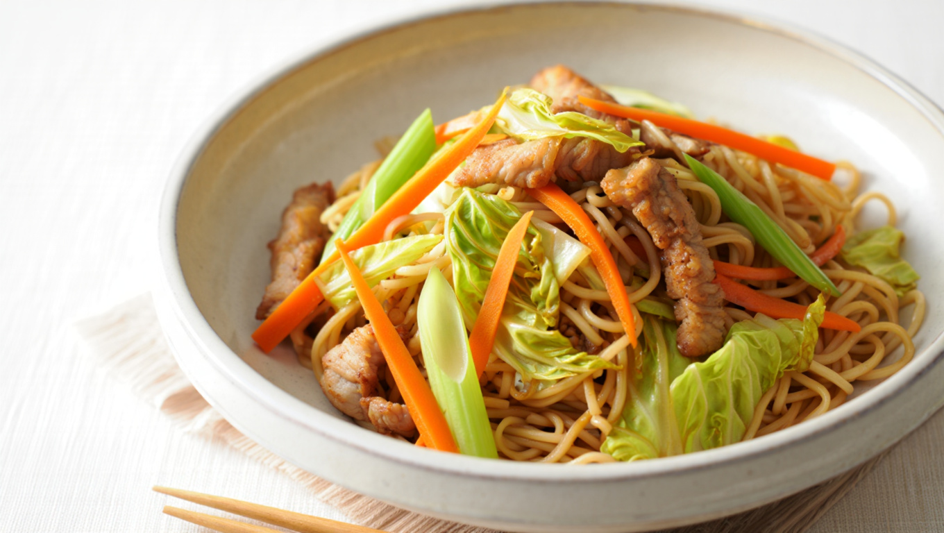 Sweet and Spicy Pork Stir-Fry with Noodles
