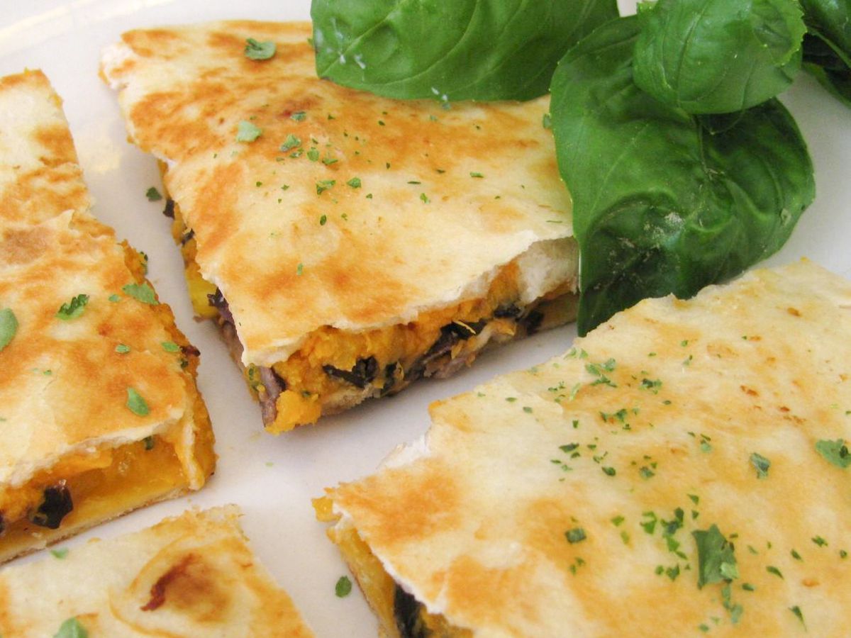 Sweet Potato and Black Bean Quesadillas with Cheddar Cheese