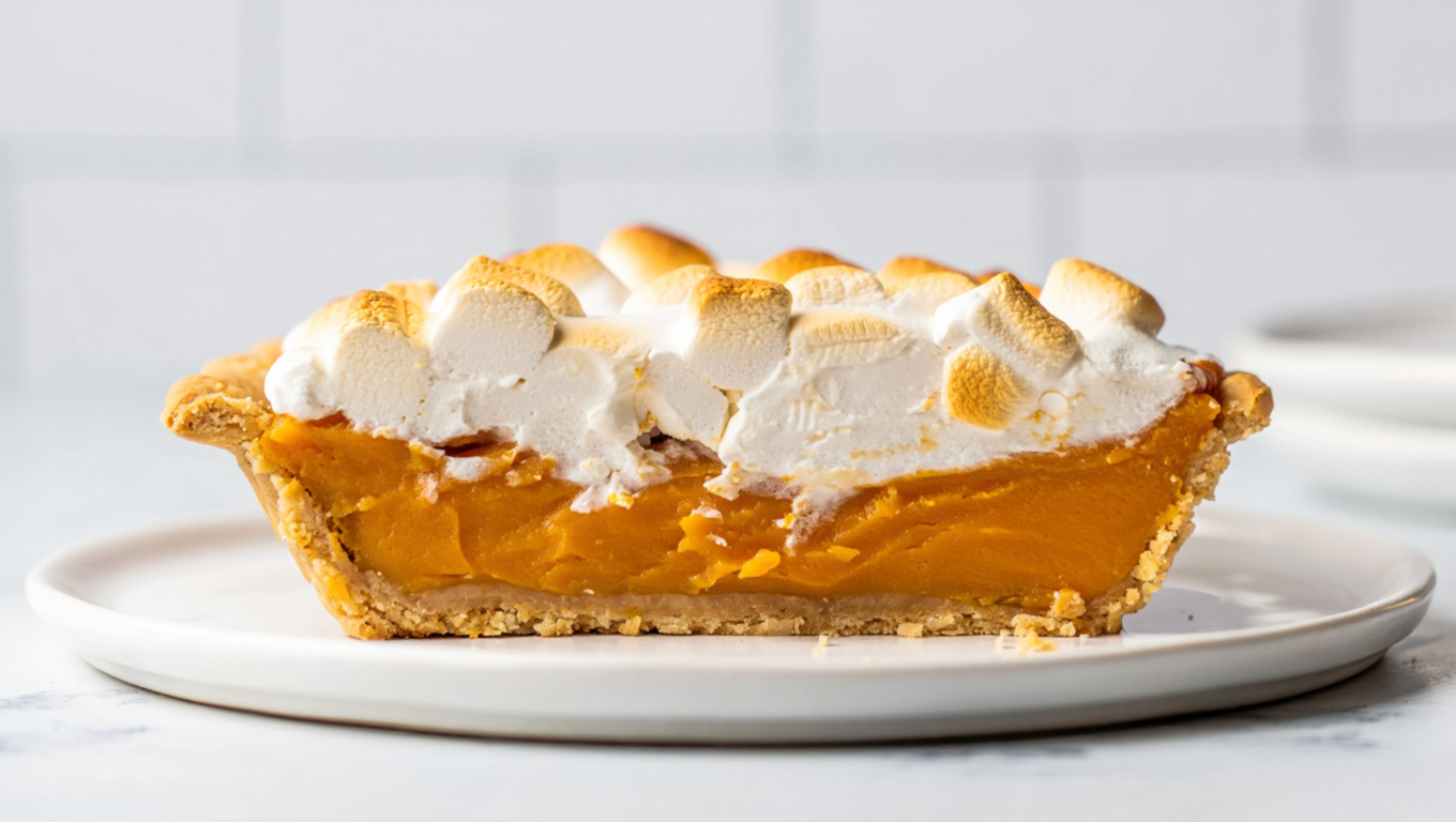 Sweet Potato Pie with Marshmallows and Graham Cracker Crust