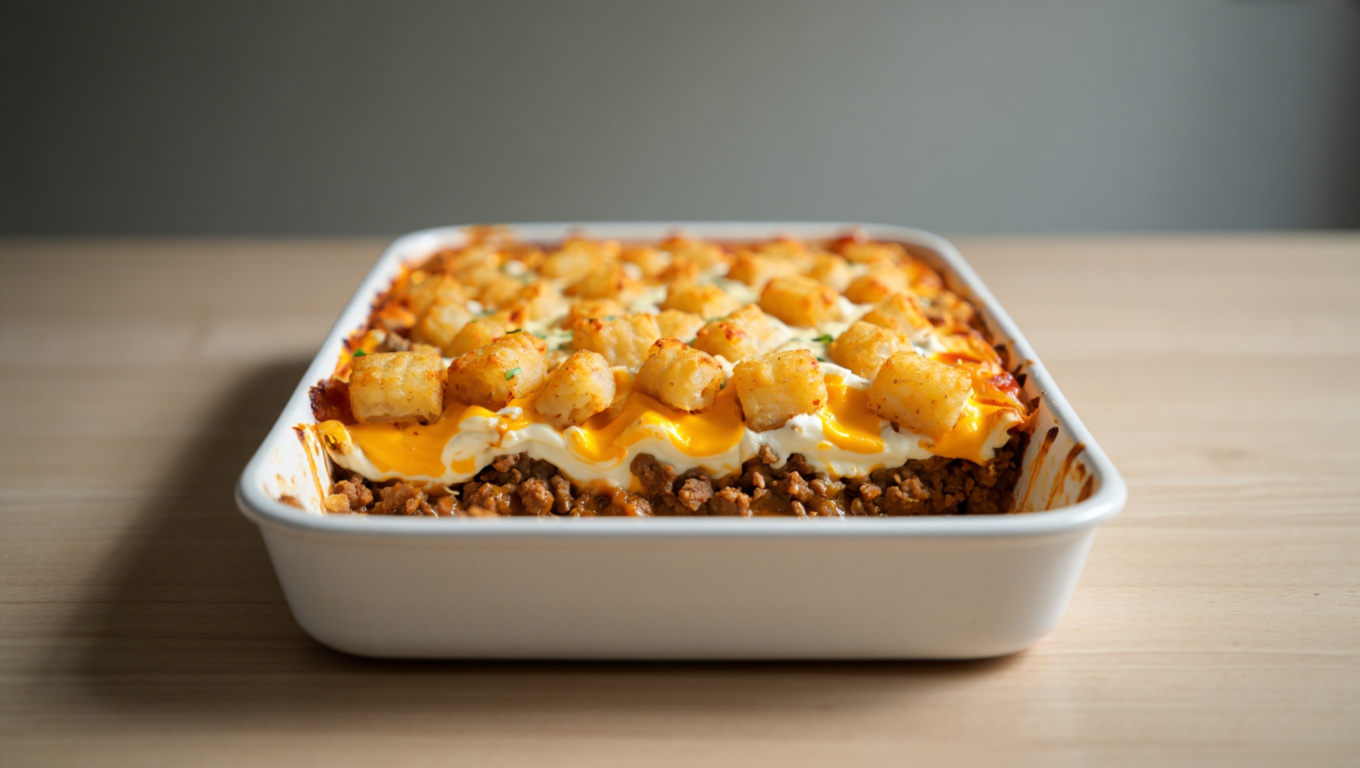 Taco Tater Tot Queso Bake