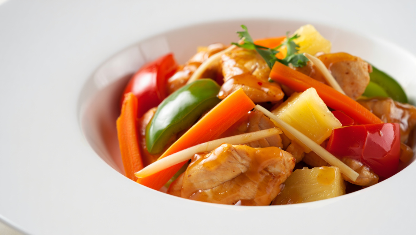Tangy Sweet and Sour Chicken Stir Fry with Pineapple and Vegetables