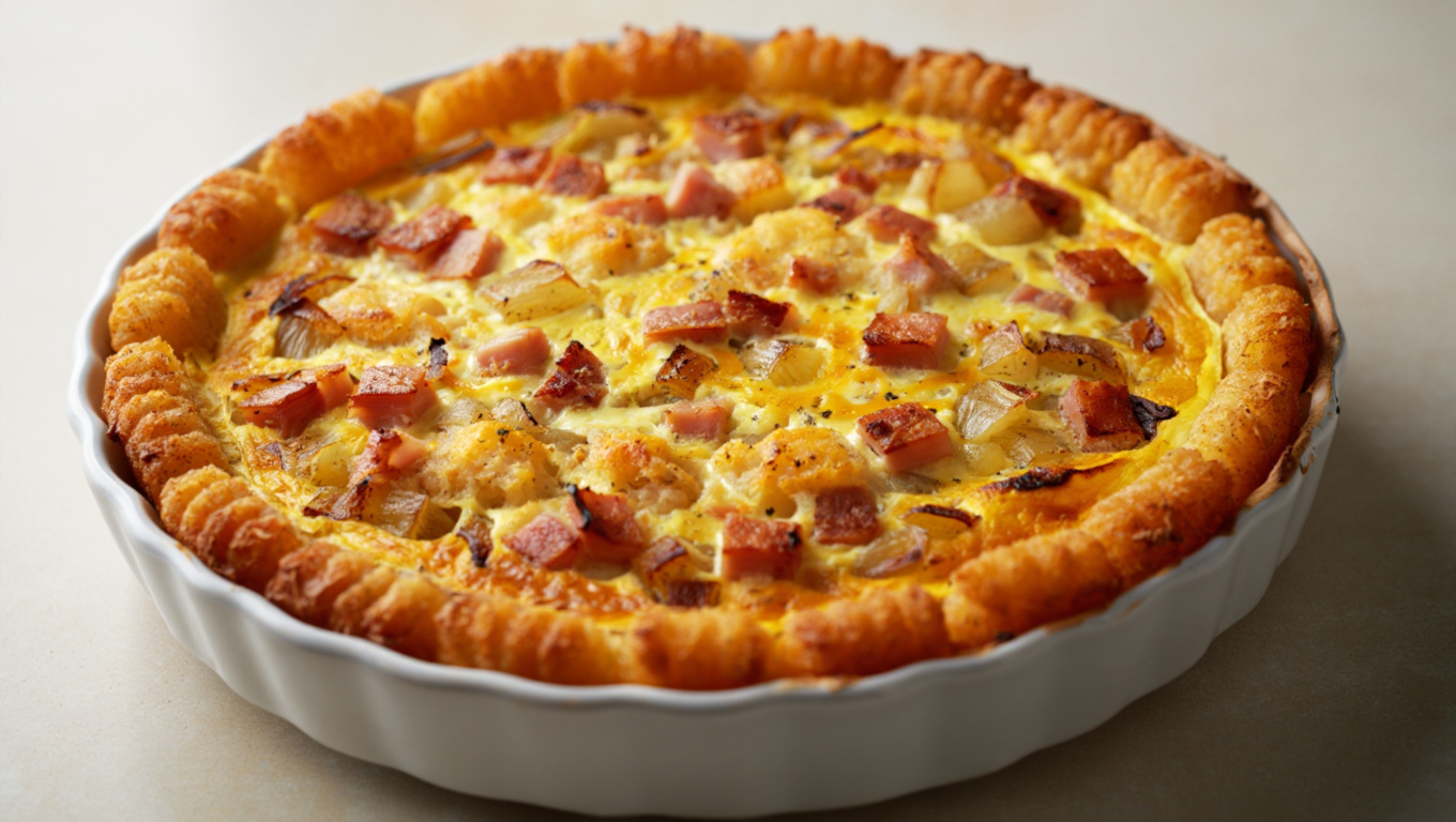 Tater Tot Quiche with Ham and Cheese
