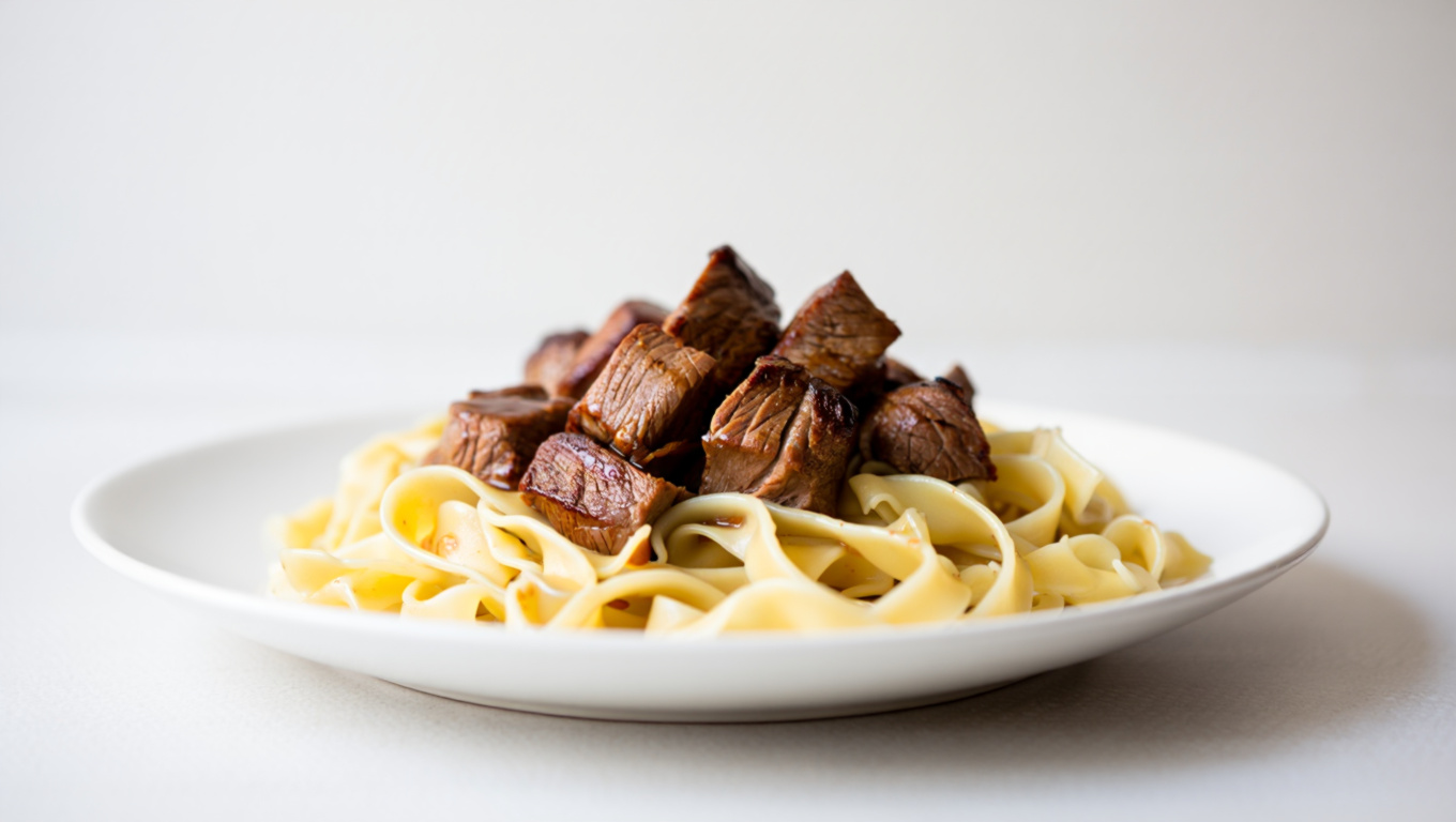 Tender Beef Tips with Noodles