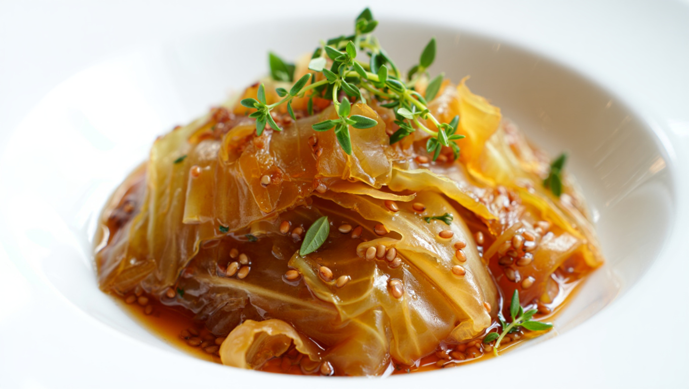 Tender Beer-Braised Cabbage with Mustard and Thyme