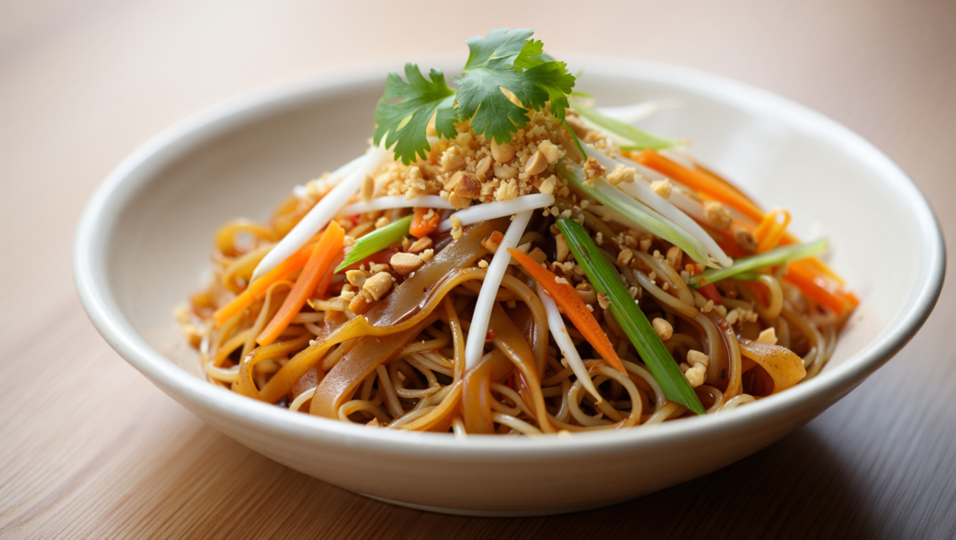 Thai Drunkard's Noodles with Fish Sauce and Vegetables