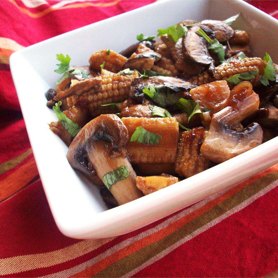 Thai-Style Stir-Fried Mushrooms and Baby Corn