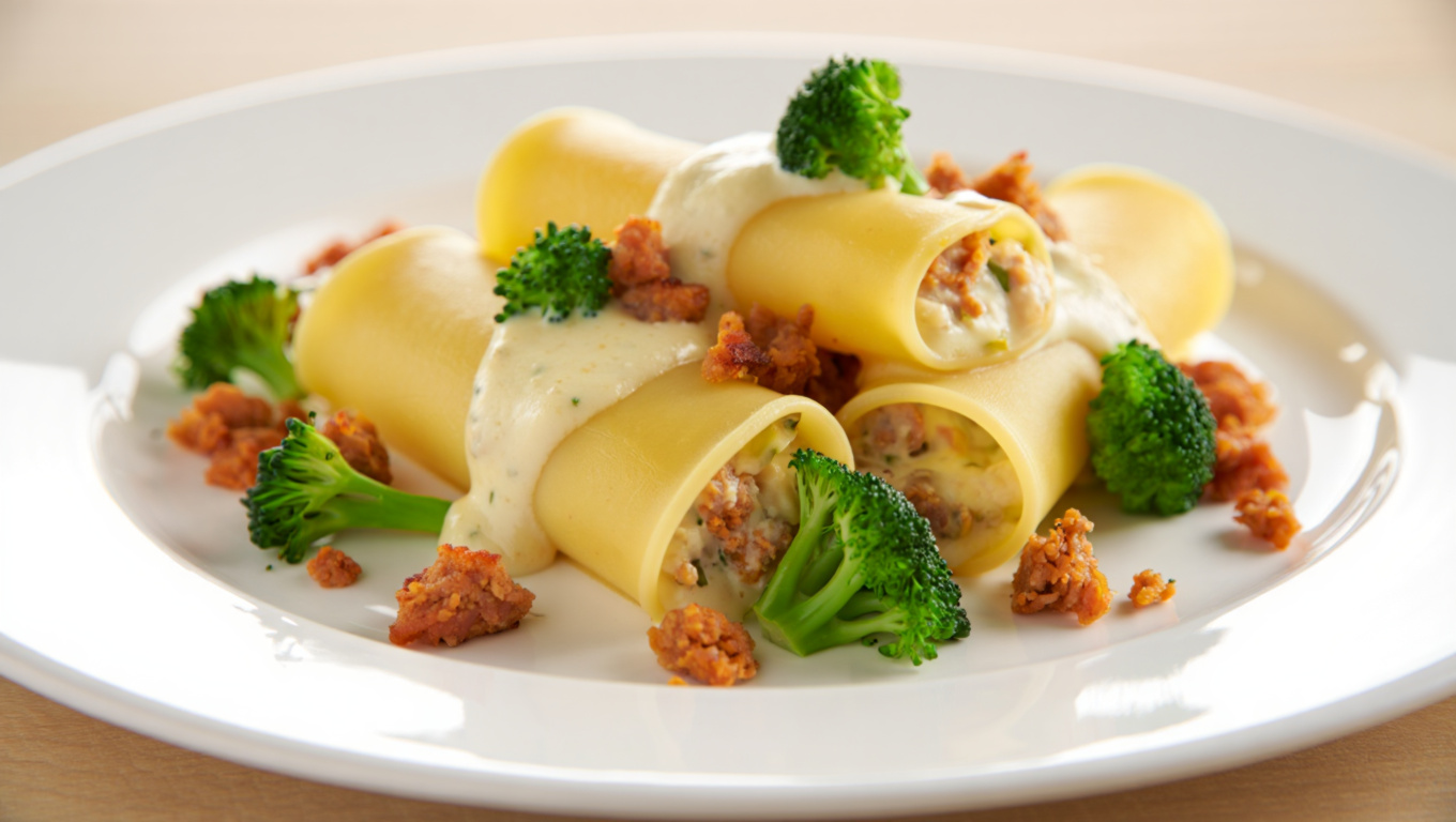 Three-Cheese Broccoli Stuffed Manicotti
