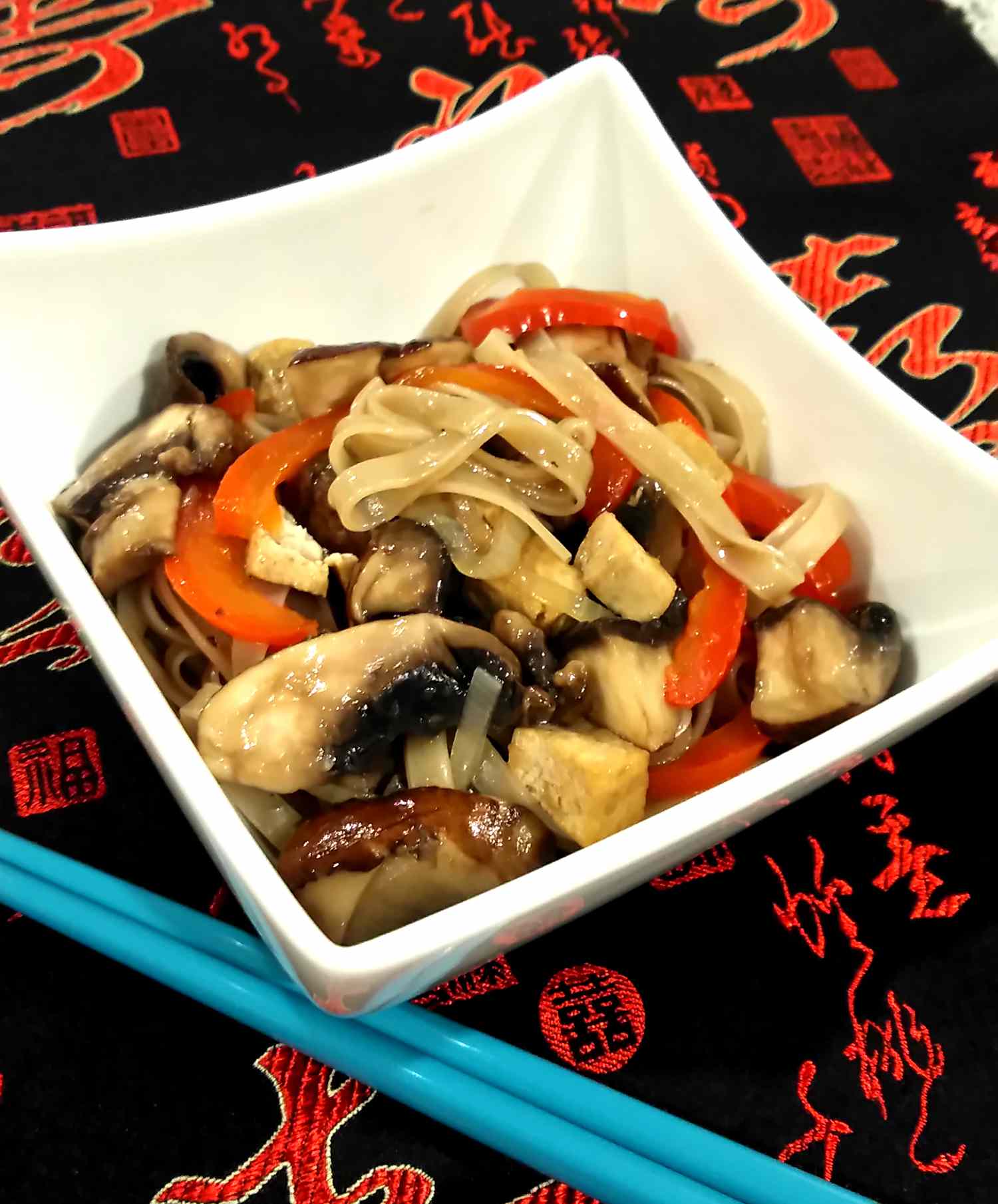 Tofu Mushroom Noodle Stir-Fry
