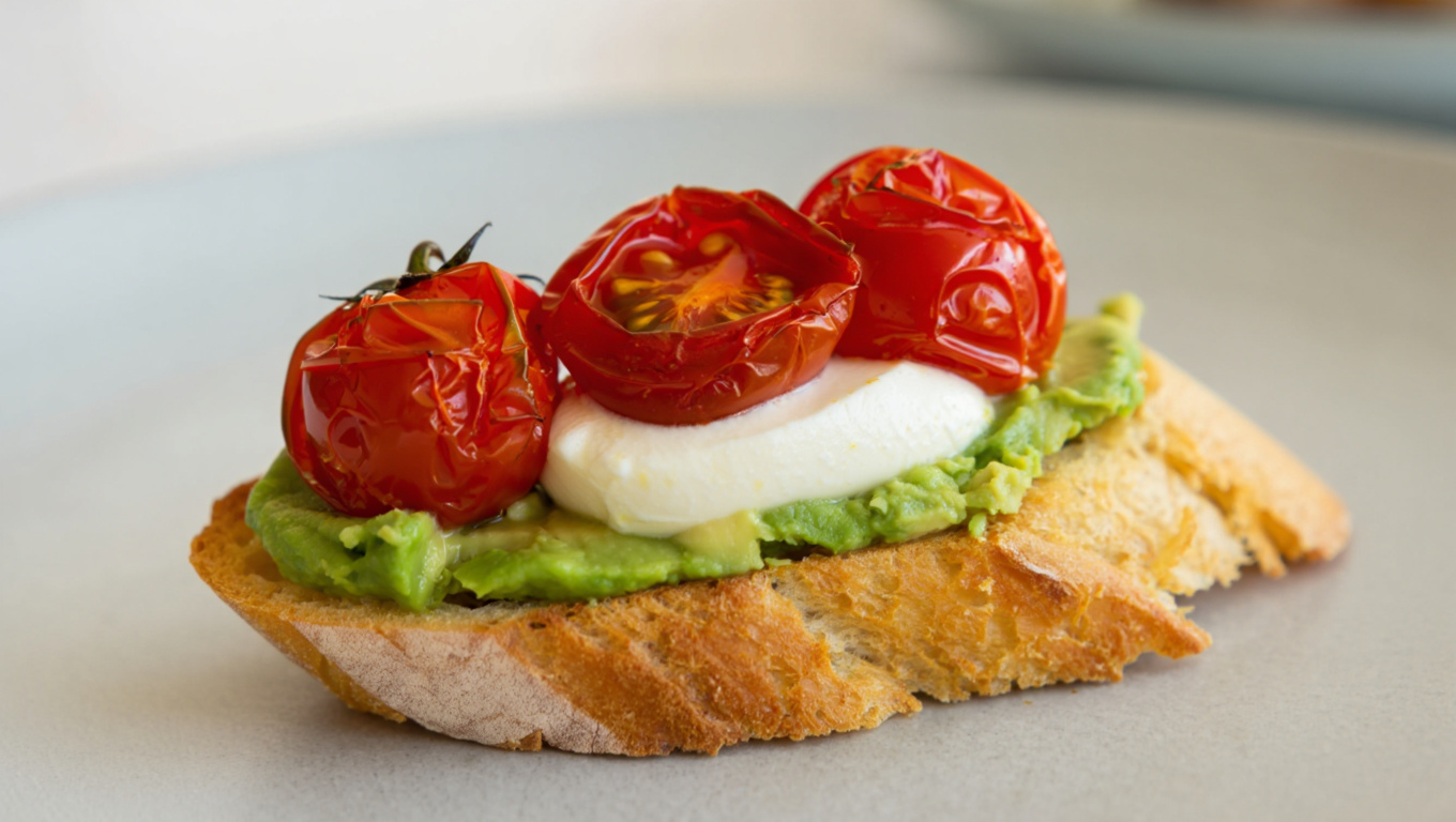 Tomato Avocado Mozzarella Crostini
