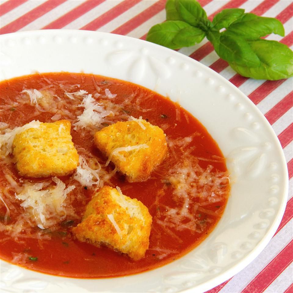 Tomato Basil Soup with Grilled Cheese