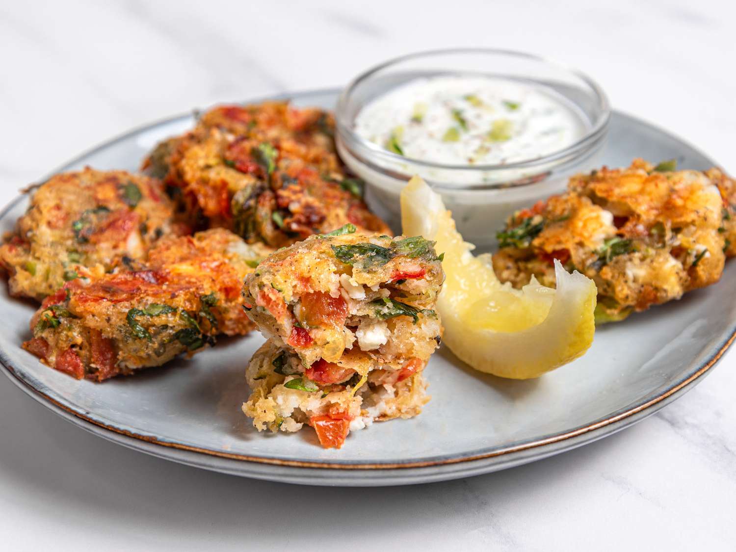 Tomato Feta Fritters