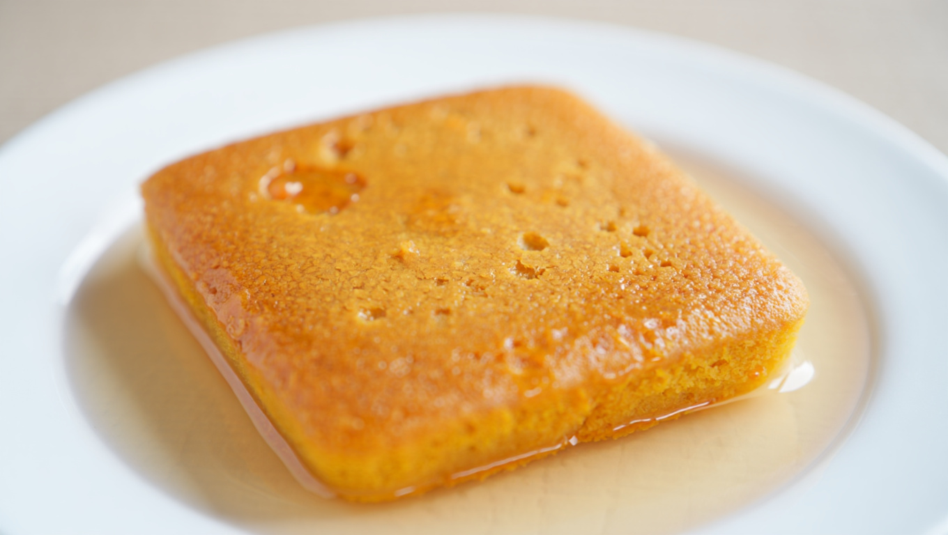 Traditional Basboosa with Rose Water Syrup