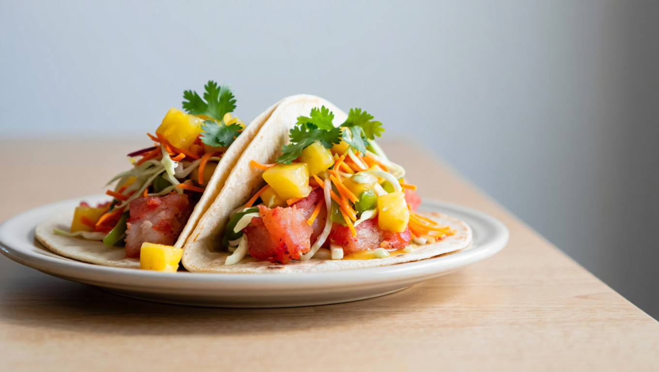 Tropical Fish Tacos with Mango Slaw