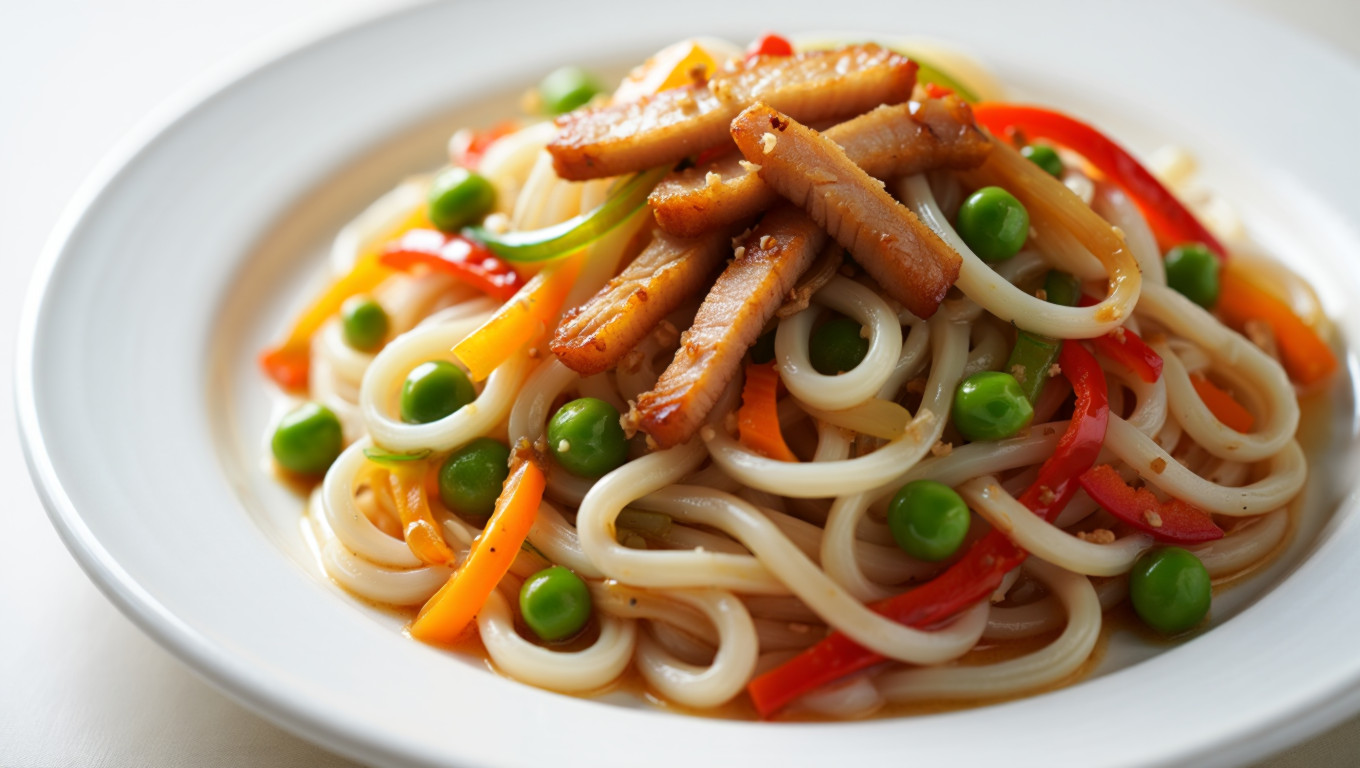 Udon Noodle Stir-Fry with Pork