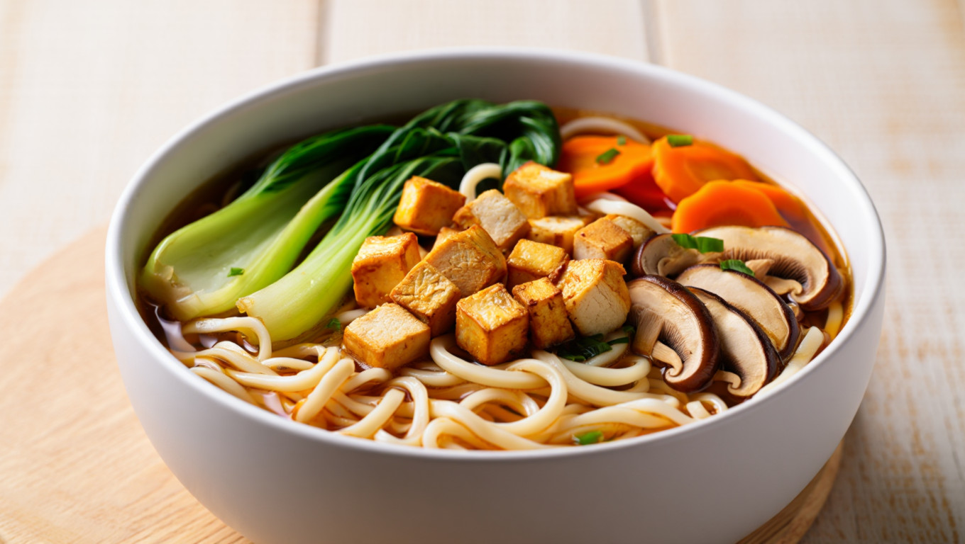 Vegan Udon Noodle Soup with Tofu