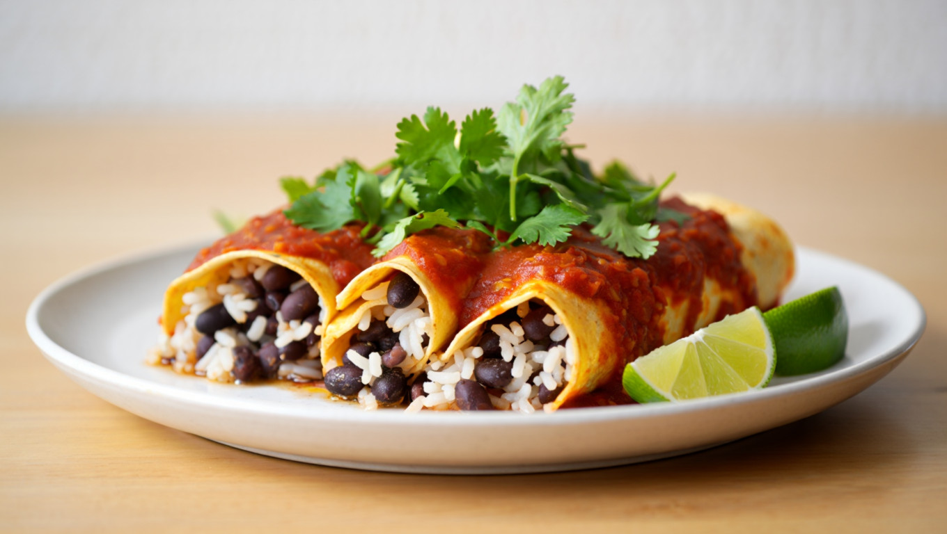 Vegetarian Black Bean and Rice Enchiladas