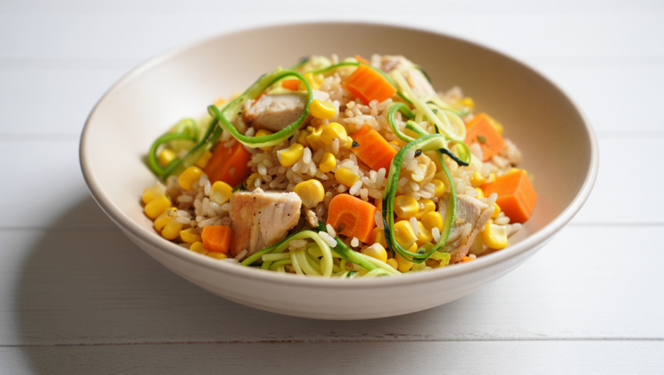 Veggie Chicken Fried Rice with Zucchini and Carrots